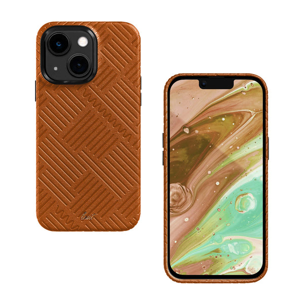 MOTIF case Compatible with MagSafe for iPhone 14 Series - Brown Lines